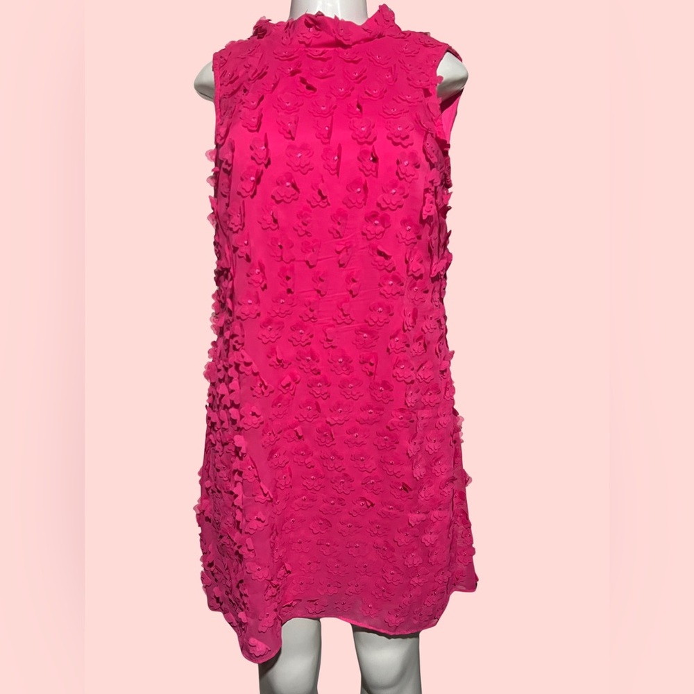 Hot Pink 3D Floral Cocktail Dress NWT | Petite Medium | Holiday Party Dress